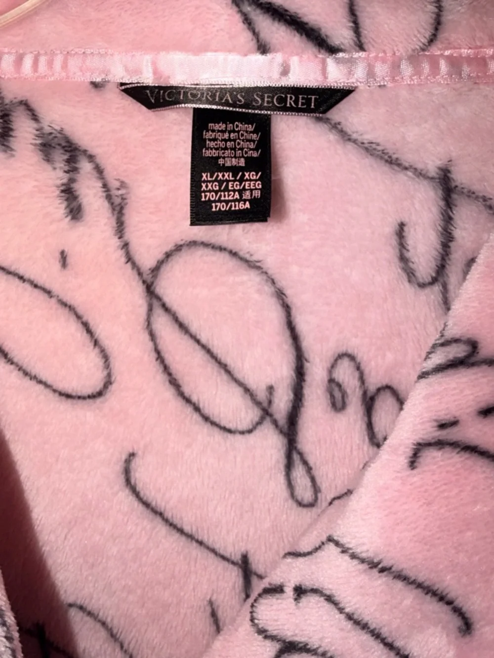 Victoria’s Secret Luxe Plush Pink Script Logo Robe XL XXL Cozy Soft - Picture 7 of 7